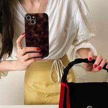 Aesthetic Tortoise Shell Phone Case For IPhone 14 6.1in,Retro Cool Girl Leopard Print Brown Amber  Full Camera Protective Cover For IPhone 14 6.1"2025.1navidad20251027 - iPhone 12 Pro - 查看 5