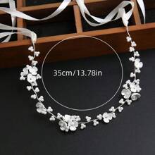 1pc Flower Girl Headpiece, Flower Girl Hair Accessory, Silver Wedding Headband For Girls, Princess Crystal Pearl Hair Accessories For Birthday, Party, First Communion,Wedding