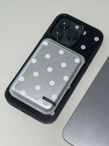 Minimalist Polka Dot Niche Magnetic Card Holder Case, Magsafe Leather Card Slot