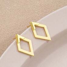 1 par de brincos pendurados com flecha geométrica de diamante dourado, brincos femininos versáteis de estilo francês simples