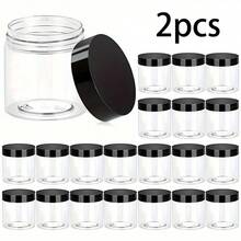 2/6/8/12/24/45/50 件盎司带盖塑料罐 - 透明圆形化妆品容器，适用于山地化妆水、面霜、软膏、身体黄油、化妆品、根蛋白、样品、旅行储存 - 无味、耳封