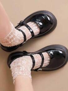 5 Packs Women Summer Ultra Thin Floral Transparent Ice Glass Filament Long Tube Korean Lace Medium Tube Crystal Socks Lolita Socks