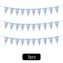 3pcs Gender Reveal Party Triangular Flags, Pink And Blue Triangular Pennants, Suitable For Gender Reveal Party Decorations, Triangular Banner - Multicolor - View 4