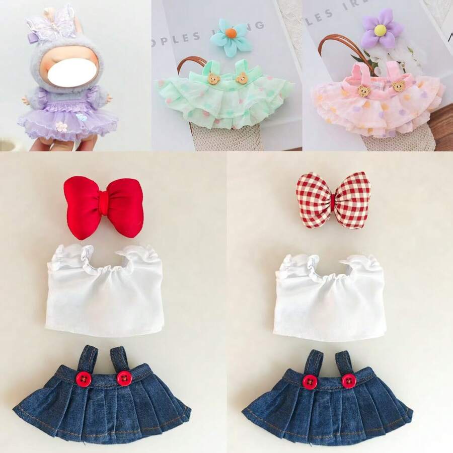 [Solo ropa] Nuevo vestido de hada mariposa LABUBU de 17 CM, conjunto de vestido de arena rosa para LABUBU de 1ra/2da/3ra generación (muñeca no incluida) - Multicolor - Ver 1