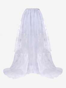 Women's Renaissance Victoria Long Maxi Skirt Halloween Costume Ruffle High Low Asymmetrical Skirt - trắng - Xem 4