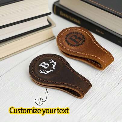 1pc Customizable Magnetic Bookmark, Personalized Leather Book Cover, Reading Accessory, School Library Gift, Gift For Book Lovers, Customizable Name Engraving, Suitable For Back To School, Wedding, Corporate Events, Christmas, Father's Day, Mother's Day, School Supplies, Teacher Supplies, Office Supplies, Unisex