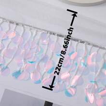 2 Yards Colorful Sequins Tassel Fringe Floral Tulle Lace Ribbon Trim Edge 21cm Edging Trimmings Fabric Embroidered Applique Sewing Craft Prom Party Dress Halloween Costume Wedding