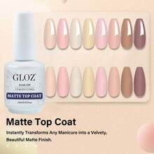 GLOZ 15ml Matte Gel Nail Polish Top Coat, No Wipe Gel Nail Polish Top Coat, Removable Matte Effect, Long-Lasting, DIY Gift, Home Manicure Salon - 無色 - 查看 2