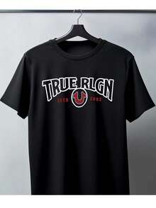 Men's Pure - Cotton Black T - Shirt: "TRUE RLGN" Brand - Logo Tee - màu đen - Xem 1