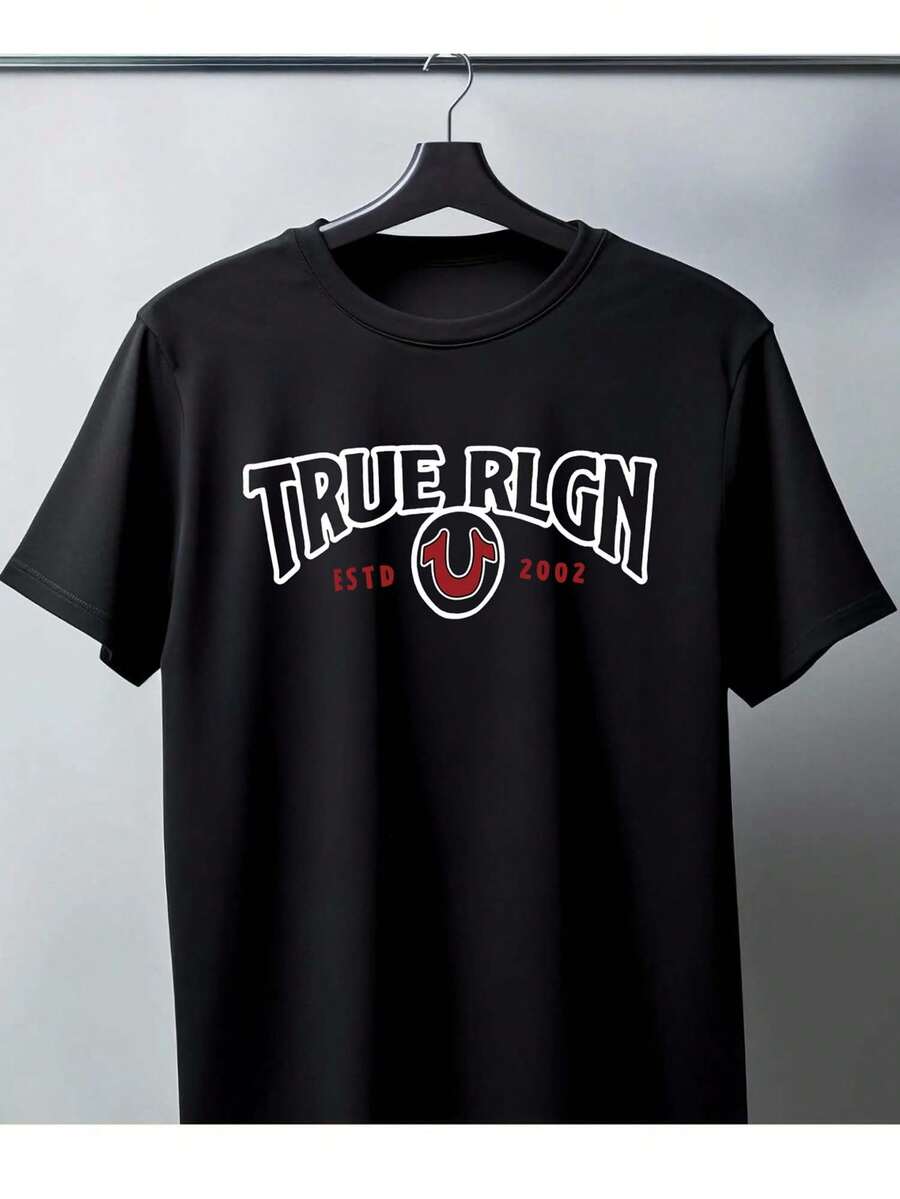Men's Pure - Cotton Black T - Shirt: "TRUE RLGN" Brand - Logo Tee - màu đen - Xem 1