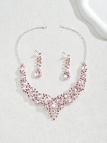 3 件套女士时尚珠宝 - 耳环 + 项链，波西米亚蓝色水钻闪亮高端时尚珠宝套装，派对/礼物 - 彩色 - 查看 9