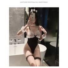 Sexy Lingerie Sexy Lace Bunny Girl Tights Cosplay Uniform Temptation Passion Open Crotch Pure Desire Suit - 黑色+同款襪 - 查看 11