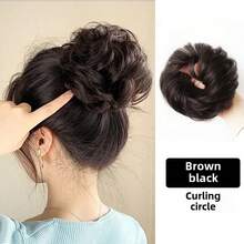 合成发夹凌乱发髻棕色发髻甜甜圈垫弹性发绳橡皮筋接发女士