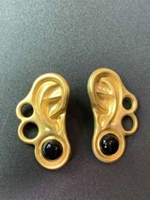 1 par de aretes de mujer con estilo vintage, aretes tipo gota con diseño de ojo del diablo en color mate y acabado vintage francés para damas