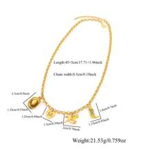 1 pieza Nuevo collar de mujer de moda con dije de bota de vaquero occidental, corazón hueco, inicial, colgante y hebilla de presión en acero inoxidable dorado