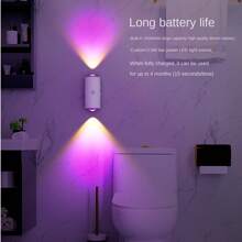 1 Luz noturna moderna com sensor de movimento, luz de parede LED recarregável por USB, iluminação RGB ajustável, adequada para entrada, cabeceira, mesa, guarda-roupa ou luz de degrau magnética