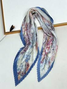 新款70cm正方形簡約印花圍巾，時尚女士帶有皺紋設計的圍巾。可用作頭巾，腰帶和腰帶，以及個人風格的匹配斗篷，頭帶，頭箍，是裝扮造型的理想選擇 - 彩色 - 查看 32