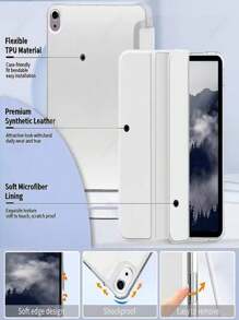 1 Stück klappbarer, multiwinkliger Ständer, kratzfest, bruchsicher, intelligenter Schlaf-Stylus-Halter, transparente TPU Weichkante Schutzhülle kompatibel mit iPad