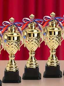 1个金属奖杯 刺绣足球篮球羽毛球冠军亚军比赛杯 学校颁奖典礼冠军奖杯 - 彩色 - 查看 3