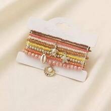 1 Set de pulsera con colgante de conchas, estrellas de mar y perlas falsas, accesorio de moda de verano