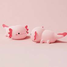Cute Axolotl Night Light - Touch-Activated USB Rechargeable LED Lamp With Timer, Soft Silicone Pink Salamander Bedside Decor For Nursery, Birthday, Christmas Gifts, Christmas Decor
