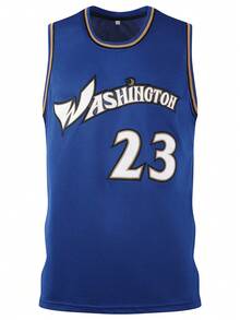Atonmore Jersey de baloncesto para hombre número 23, azul, camisa de baloncesto bordada y cosida, camiseta de tirantes sin mangas - Azul - Ver 2