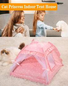 Princess Bed Tent House - Cute Tent Indoor,Small Dog House Indoor/Outdoor Cave Nest Bed Small Dog Tent,Puppy Tent (15.X15.X14.5/Pink)