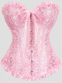 女士复古提花胸衣上衣，塑形紧身胸衣式性感抹胸露脐上衣，适合派对、万圣节、节日和其他场合