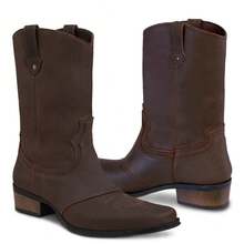 Bota Hombre URBAN COWBOY Piel Natural Punta Cuadrada Rodeo Vaquera Básico Cremallera lateral Exterior - Café integral - Ver 7