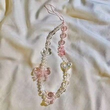 ins粉色串珠少女心链可爱兔熊吊坠适用所有型号通用手机壳新款耳机套挂绳DIY吊坠腕带防掉挂绳韩版女 - 彩色 - 查看 4