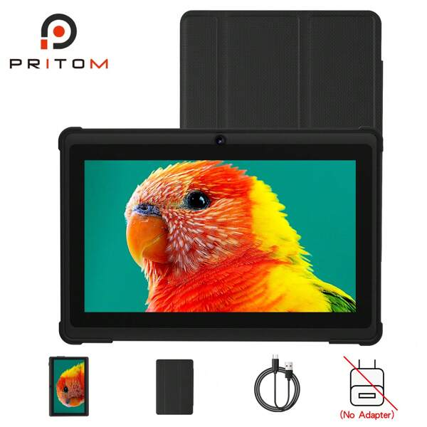 PRITOM Android 13 Portable Tablet PC 7inch Tablet(SC7731 Quad Core Processor/2GB(2gb+2gb)RAM/32GB ROM)HD IPS Display, Dual Camera, WiFi, Tablet With Case(No Adapter)