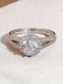 1 Stück eleganter & luxuriöser 925er Silber Moissanit Verlobungsring für Frauen - hochwertiges, anspruchsvolles Design, geeignet für den täglichen Gebrauch und Partys, ein ideales Geschenk für die Freundin, Jahrestag, kreativer & einzigartiger Schmuck