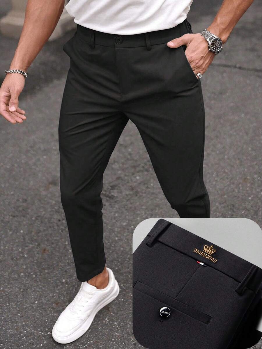 Men's Casual Solid Color Tapered Dress Pants