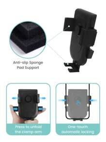 1PC Stroller Phone Holder, Shopping Cart Phone Holder - Fit On Handlebars - One-Hand Operation To Put On/Take Off Phone - 360 Degree Rotation - For All Phone Types For Stroller, Bike, Wheelchair, Walker, Scooter