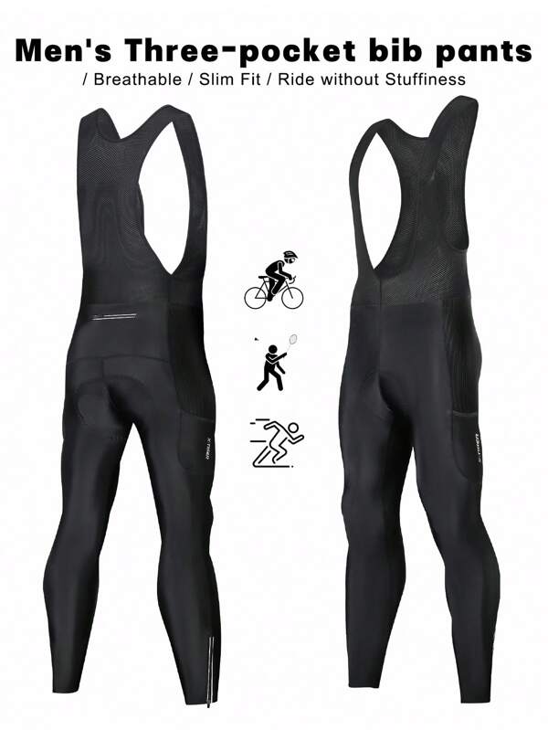 X-TIGER (Herbst/Winter) Herren Fahrrad Latzhosen mit Reißverschlusstasche, 5D gepolsterte Fahrrad Leggings Unterteil, Fahrradhosen