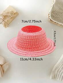 (Hat Only) 1pc Doll Straw Hat, BUBU Openwork Mini Hat, Cute Doll Hat - Multicolor - View 2