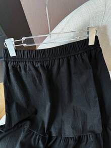 日系休闲A字裙，有口袋，减龄 - 黑色 - 查看 8