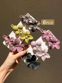 6 bucăți agrafe de păr simple cu motive florale pentru femei, potrivite pentru uz zilnic, recomandate ca accesorii de păr cadou, accesorii de vară, călătorie, agrafe cu gheare, agrafă de păr, gheare de păr, lucruri școlare
