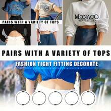 2条黑色可调节松紧带，无缝舒适的固定带，用于缩短任何款式的上衣，可用于毛衣、衬衫、吊带背心、衬衫和T恤，可以改变你穿上衣的方式，女性必备，适合休闲出游、日常穿着、夜间外出、时尚穿着、瑜伽、户外运动和健身必备，个性化DIY缩短神器