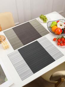 2/4/6/8/12pcs Woven Striped Placemats, Hollow Drain Tea Coasters, PVC Material 11.8in X 17.7in Heat-Insulating Mats, Washable, Trimmable, Easy To Clean, Wipe-Able, Non-Slip, Heat-Resistant, Suitable For Gifts, Room Decor, Dining Table Decor, Home Decor, Birthday Decor, Wedding Decor, Outdoor Decor, Picnic Decor
