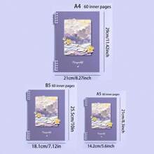 Thick Loose-Leaf A5/B5/A4 Size Notebook Oil Painting Scenery Coil Student Notebooks 60 Pages Cute Notebook With Detachable Pages For School, Journaling, School Supplies,Back To School