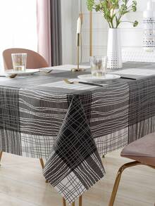 1PC PVC+ Non-Woven Black And White Printed Tablecloth Kitchen Living Room Party Use Tablecover - Multicolor - View 7