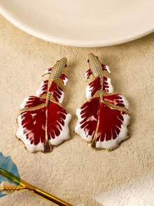 1 Pair Red Wedding Dress Ruffle Design Resin Goldfish Earrings - Betta Fish Earrings - View 18