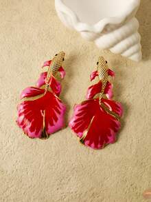 1 Pair Red Wedding Dress Ruffle Design Resin Goldfish Earrings - Betta Fish Earrings - View 19