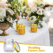 4个45毫升迷你玻璃密封罐，六角钻石隔层瓶，蜂蜜罐/梅森罐，带螺旋盖，适用于食品包装、DIY工艺品、婚礼礼物等。 - 彩色 - 查看 6