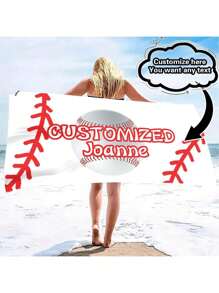 1pc Personalized Baseball Pattern Beach Towel & Blanket - Customized Name, Super Absorbent Quick Dry Microfiber, 240gsm, Suitable For Beach, Pool, Camping, Travel Summer Holiday Bathroom Decor, Multi-Functional, Durable, Ornamental, Reusable, Exquisite, Stylish, High-Quality, Colorful, Modern, Custom, Personalized, Unique, Home, Garden, Office, For Anniversaries, For Valentine's Day, For Mother's Day, For Birthdays, For Father's Day, For Graduation, For Weddings, For Housewarming Beach Essentials