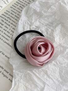 5/1 szt. satynowych, ręcznie robionych gumek do włosów z motywem róży, elegancka gumka do włosów, odpowiednia do codziennego noszenia w stylu boho, strój sportowy na siłownię