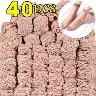 40 pièces de chaussettes fines et élastiques pour femmes, de couleur noire/ton de peau transparente en nylon. Chaussettes anti-crochet avec cristaux, taille universelle, style mince et sans couture - transparentes, respirantes, confortables, convenant pour le printemps et l'été, lavables à la main