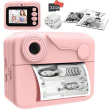儿童相机即时打印，数码相机，适合3-12岁儿童的圣诞节生日礼物，适合幼儿的即时相机，适合5 6 7 8 9岁男孩女孩的便携式相机玩具 - 彩色 - 查看 2
