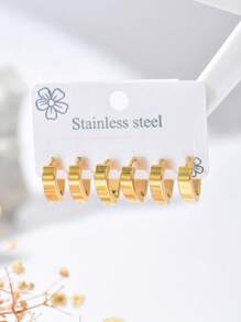 Set de 6 aros de aro de acero inoxidable de calidad premium y minimalista